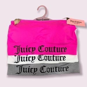 NWT Juicy Couture 3 Pack Sports Bandeaus Pink White Gray